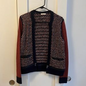 Club Monaco Cardigan with Leather and Zipper detail